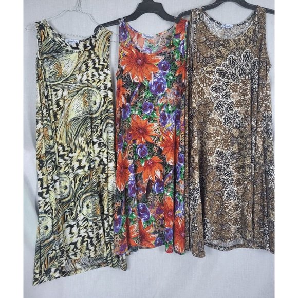 Rosalinda Dresses & Skirts - Lot Of 3 Rosalinda Print Sundresses Dress Size 2-M & 1-L Summer Vivid Fun Comfy